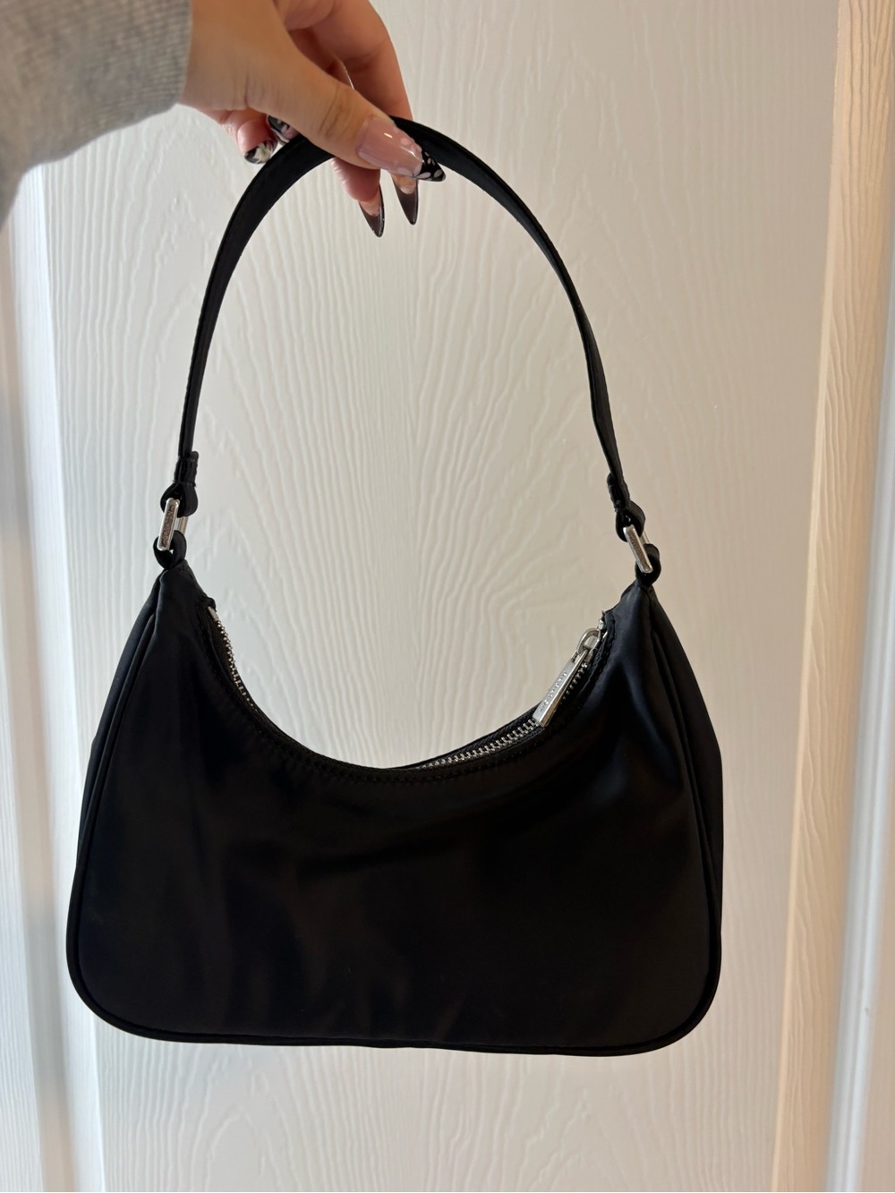 Aritzia Babaton Sleek Black Nylon Shoulder Bag